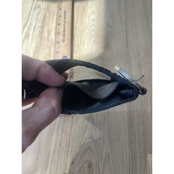 Vera Bradley Zip ID Case‎ Card Holder Coin Purse Key Ring in black floral pop - Picture 6 of 11